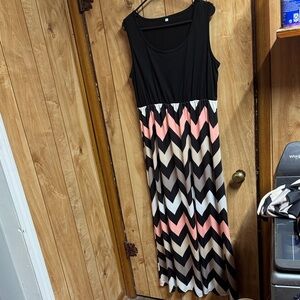 Amazon Essentials Black and Pink Chevron Maxi Dress